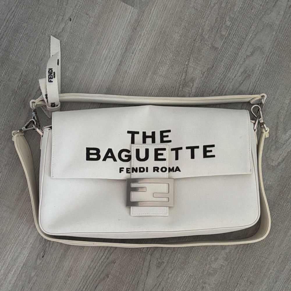 Fendi Cream Baguette Shoulder Bag